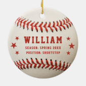 Persoonlijke honkbalspeler naam kinderen Kerstmis Keramisch Ornament (Achterkant)