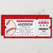 Persoonlijke honkbalticket uitnodiging (Voorkant / Achterkant)