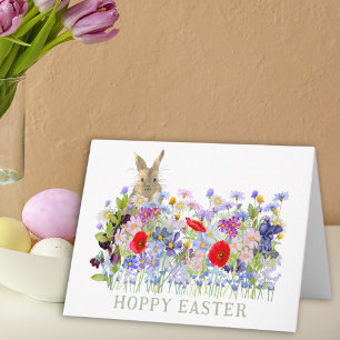Persoonlijke Hoppy Pasen Lief Konijn Wilde Bloem Kaart