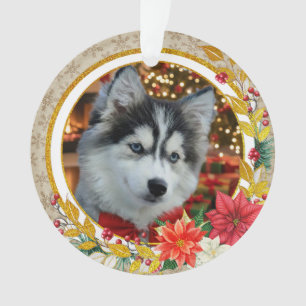 Persoonlijke huisdierfoto "Liefde" Gouden Glitter Ornament