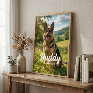 Persoonlijke huisdierfoto met eigen naam en datum poster