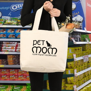 Persoonlijke huisdierliefhebber kat moeder script grote tote bag