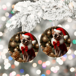 Persoonlijke huisdiernaam foto Sphynx kat Kerstmis Keramisch Ornament