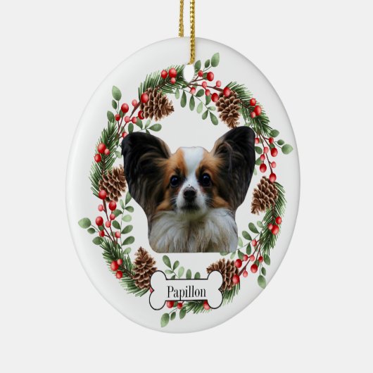 Persoonlijke huisdierornament voor Papillon-hond Keramisch Ornament (Rechts)