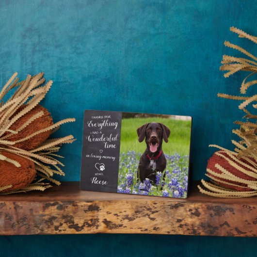 Persoonlijke huisdierverlies hond herdenking aange fotoplaat (Zijkant)