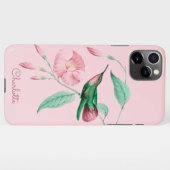 Persoonlijke Hummingbird Floral Voeg naam toe iPhone Hoesje (Achterkant horizontaal)
