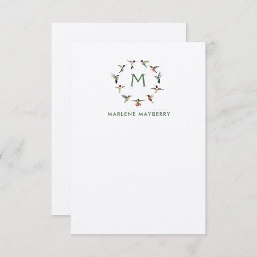 Persoonlijke Hummingbird Note Kaart (Voorkant / Achterkant)