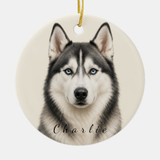 Persoonlijke Husky-hond met eigen naam Keramisch Ornament