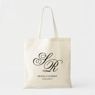 Persoonlijke huwelijks-welkomsttas met monogram in tote bag