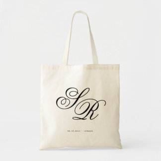 Persoonlijke huwelijksbegroeting met monogram init tote bag