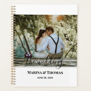 Persoonlijke huwelijksfoto met moderne kalligrafie planner
