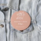 Persoonlijke huwelijksroos schets ronde button 4,0 cm (In situ)