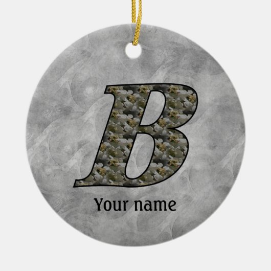 Persoonlijke Hydrangeabloemen met Initiaal B Monog Keramisch Ornament (Voorkant)