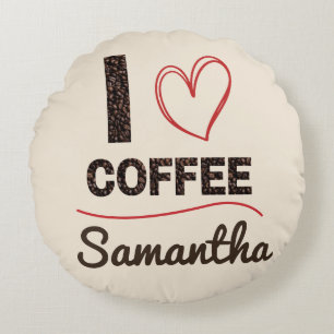Persoonlijke I Love Coffee Rond Kussen