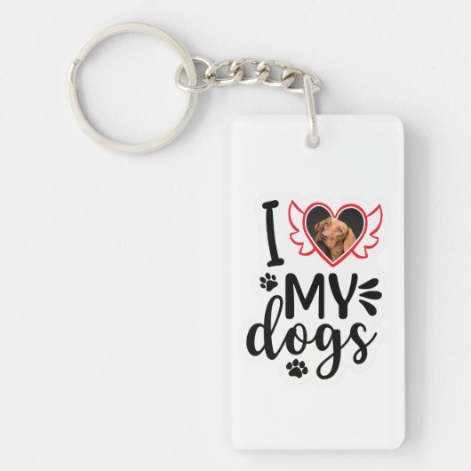 Persoonlijke I Love My Dog Photo Sleutelhanger (Voorkant)