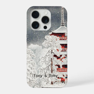 Persoonlijke I Sneeuwtempel I Wit en Rood iPhone 15 Pro Hoesje