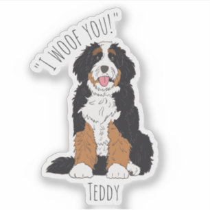 Persoonlijke 'I Woof You' Bernedoodle Hond Moeder  Sticker