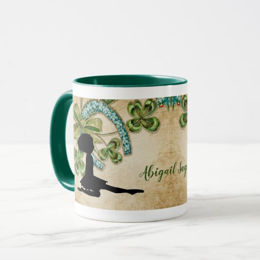 Persoonlijke Ierse danser, Shamrock en Hoefijzer Mok (Voorkant links)