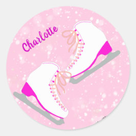 Persoonlijke ijsschaatsroze Kawaii Afbeelding Scha Ronde Sticker