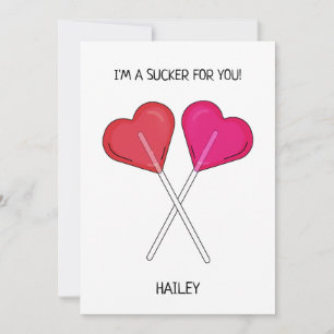 Persoonlijke 'Ik val voor jou' Hart Lollypop Feestdagenkaart