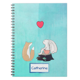 Persoonlijke illustratie van Cute Fox en Rabbit Notitieboek