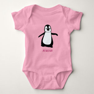 Persoonlijke illustratie van een leuke pinguïn roz romper