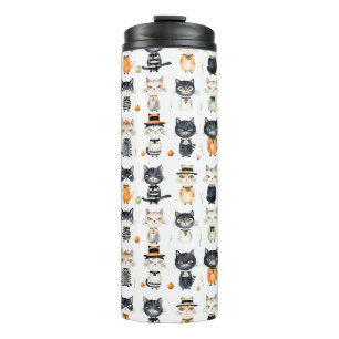 Persoonlijke Illustraties van Moppige Katten op Tu Thermosbeker