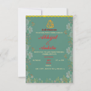 persoonlijke Indiase trouwkaart RSVP Kaartje
