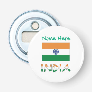 Persoonlijke Indiase Vlag Ronde Button Flesopener