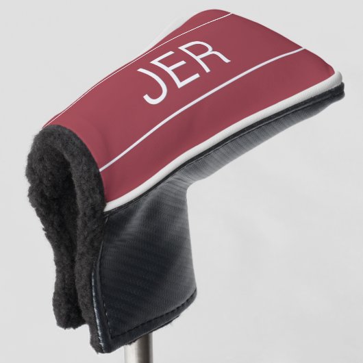 Persoonlijke Initiaal met Monogram Rode Statement Golfheadcover (3/4 voorkant)