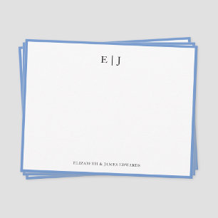 Persoonlijke Initiaal Monogram Koppel Met Blauwe R Notitiekaartje
