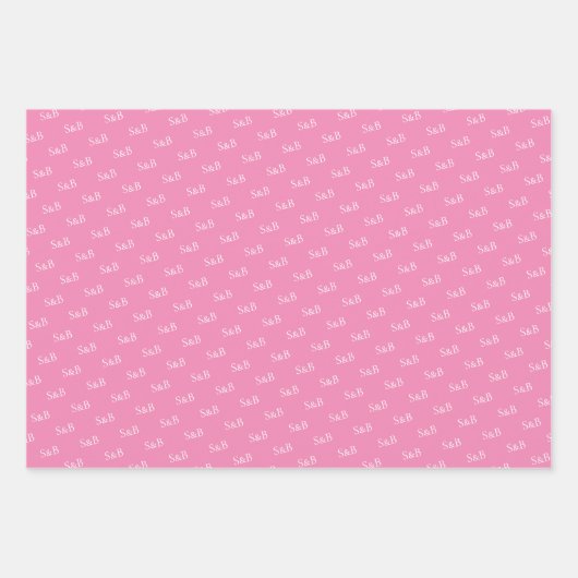 Persoonlijke Initiaal roze liefde Hartelijk Valent Inpakpapier Vel (Voorkant 3)