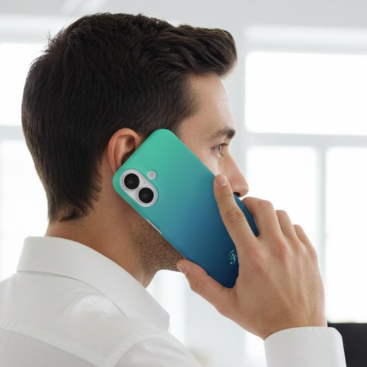 Persoonlijke Initialen Blauwe Gradiënt iPhone Hoes