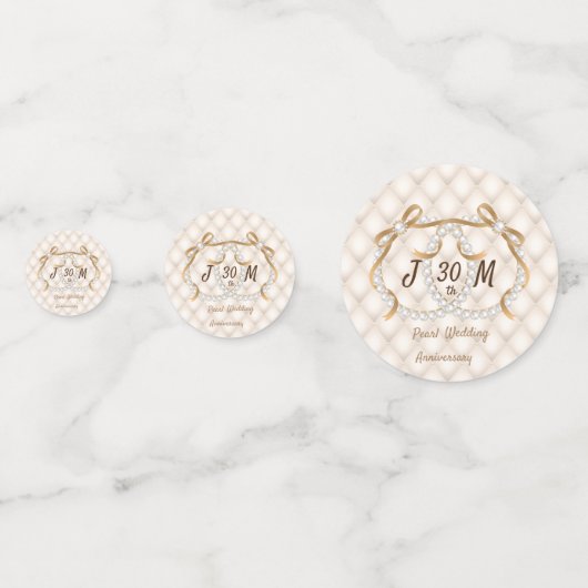 Persoonlijke Initialen Pearl Ribbon Table Confetti (Voorkanten)