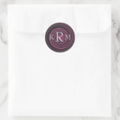 Persoonlijke Initialen Pruim Swirls Ronde Sticker (Tas)