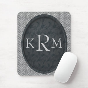 Persoonlijke Initialen Zwart Bloemmotief Monogram Muismat