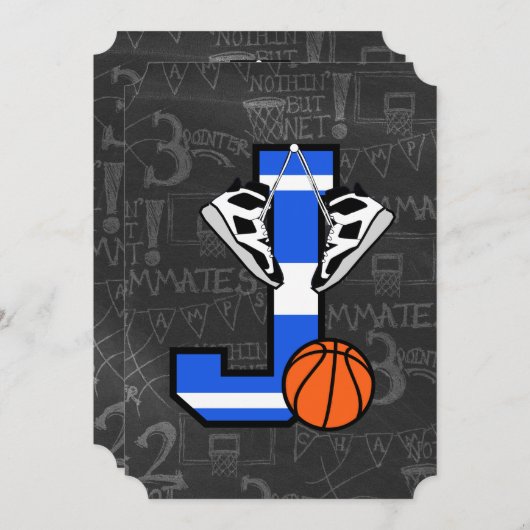 Persoonlijke initiële basketbal letter J Kaart (Voorkant / Achterkant)