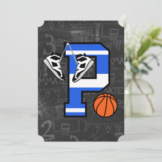 Persoonlijke initiële basketbal letter P Kaart (Staand voorkant)