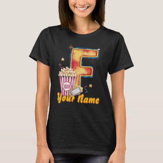 Persoonlijke initiële F popcorn tickets cinematisc T-shirt