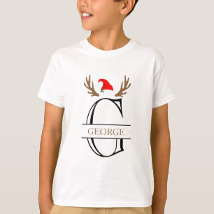 Persoonlijke initiële letter G Kerstmuts met gewei T-shirt