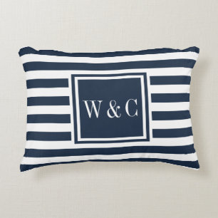 Persoonlijke initiële monogram Navy Blue Accent Kussen