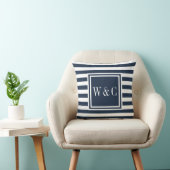 Persoonlijke initiële monogram Navy Blue Wit Kussen (Stoel)