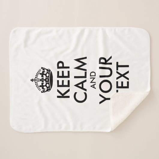 Persoonlijke internetmeme BEHOUD CALM en JOUW TEKS Sherpa Deken (Voorkant (horizontaal))