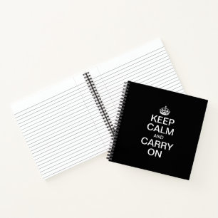 Persoonlijke internetmeme BEWAAKT CALM EN DRAAGT A Notitieboek