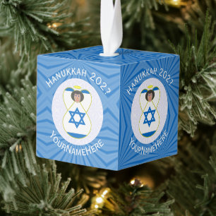 Persoonlijke Israëlische engel Hanukkah-vlag Kubus Ornament