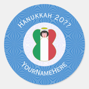 Persoonlijke Italiaanse engel Hanukkah-vlag Ronde Sticker