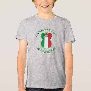 Persoonlijke Italiaanse engel kerst vlag jongens Tri-Blend Shirt