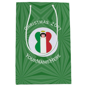 Persoonlijke Italiaanse engel kerst vlag Medium Cadeauzakje