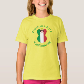 Persoonlijke Italiaanse engel kerst vlag meisjes T-shirt