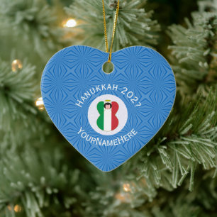 Persoonlijke Italiaanse engel vlag Hanukkah vlag Keramisch Ornament